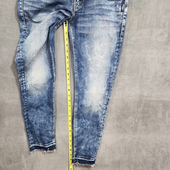 Silver Jeans AIKO Mid Ankle Skinny Mid Rise Jeans Raw Hem 30x27 - Picture 10 of 12
